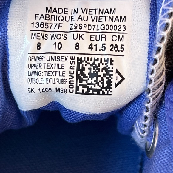 Converse All Star Chuck Taylor high top side zipper. Men size 8, Women size 10. - Picture 15 of 15